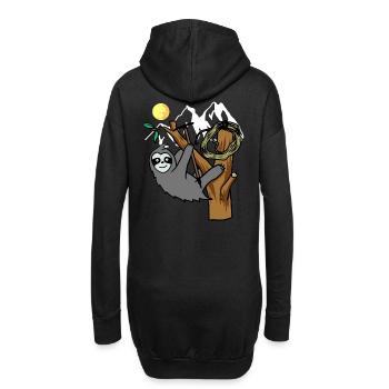 Faultier Wildnis Wildtier sportlich klettern - Hoodie-Kleid - Schwarz - Hinten