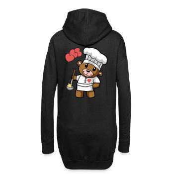 Teddybär Kochkunst kochen Koch Küche Gourmet - Hoodie-Kleid - Schwarz - Hinten