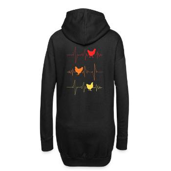 Poulets battements de coeur ferme poule agriculteur - Sweat-shirt à capuche long Femme - noir - Dos