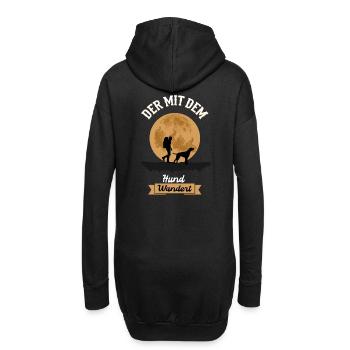 Der mit dem Hund Wandert - Wandern Gassi Spruch - Hoodie-Kleid - Schwarz - Hinten