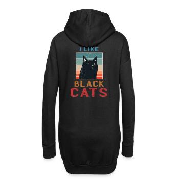 J’aime les chats noirs - Dire avec chat et motif - Sweat-shirt à capuche long Femme - noir - Dos