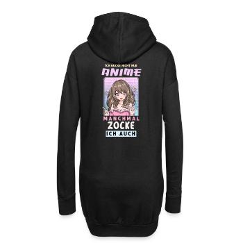 Ich gucke nicht nur Anime manchmal zocke ich auch - Hoodie-Kleid - Schwarz - Hinten