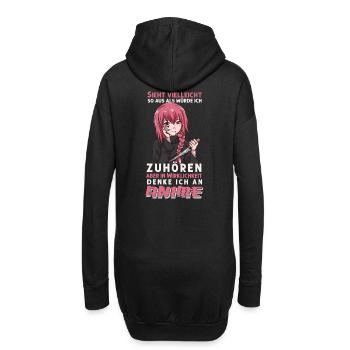 In Wirklichkeit denke ich an Anime - Hoodie-Kleid - Schwarz - Hinten