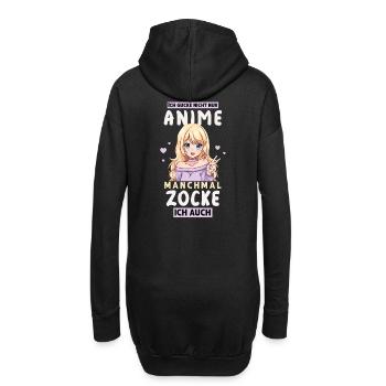 Ich gucke nicht nur Anime manchmal zocke ich auch - Hoodie-Kleid - Schwarz - Hinten
