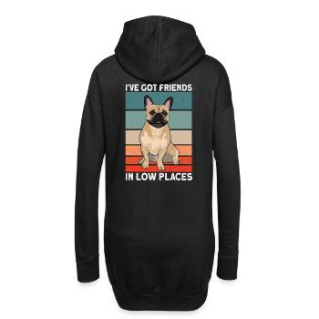 Français Bouledogue - Sweat-shirt à capuche long Femme - noir - Dos