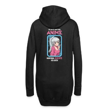 Ich gucke nicht nur Anime manchmal zocke ich auch - Hoodie-Kleid - Schwarz - Hinten