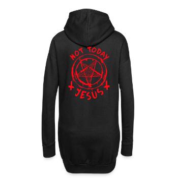 Pas aujourd’hui Jésus I Baphomet Pentagramme - Sweat-shirt à capuche long Femme - noir - Dos