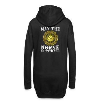 Que les Scandinaves soient avec vous les runes vikings nordiques - Sweat-shirt à capuche long Femme - noir - Dos