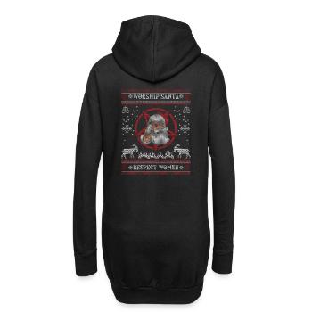 Adorer le Père Noël Respecter les femmes I Pentagramme satanique - Sweat-shirt à capuche long Femme - noir - Dos