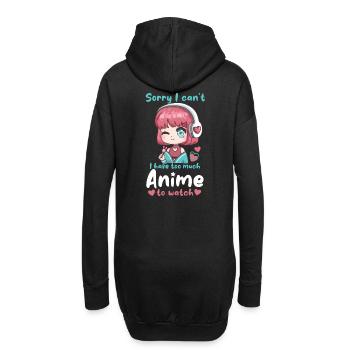 Sorry I Can't I Have Too Much Anime To Watch - Hoodie-Kleid - Schwarz - Hinten