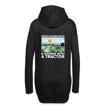 Ne sous-estimez jamais une femme avec un tracteur - Sweat-shirt à capuche long Femme - noir - Dos