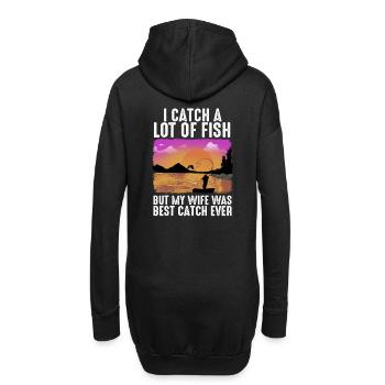 J’attrape beaucoup de poisson mais ma femme était la meilleure prise - Sweat-shirt à capuche long Femme - noir - Dos