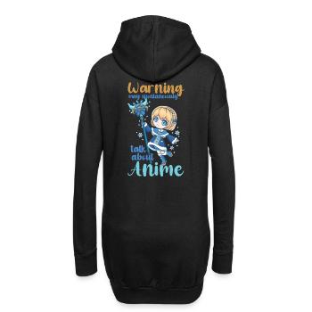Warning May Spontaneously Start Talking Anime - Hoodie-Kleid - Schwarz - Hinten