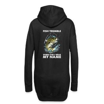 Fish Tremble When They Hear My Name Funny Fishing - Hoodie Dress - black - Back