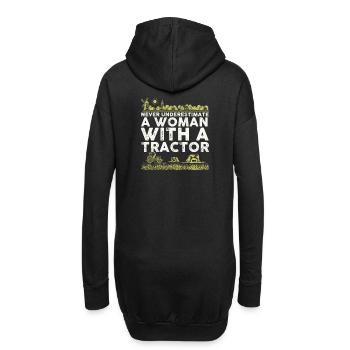 Never underestimate a Woman with a Tractor - Hoodie-Kleid - Schwarz - Hinten