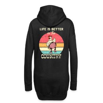 La vie est meilleure à la campagne I Poulets drôle - Sweat-shirt à capuche long Femme - noir - Dos