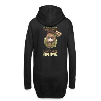 I Don't Need Therapy I Just Need Anime - Hoodie-Kleid - Schwarz - Hinten