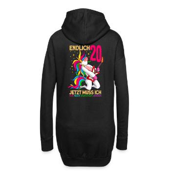 endlich 20 erwachsen Einhorn 20. Geburtstag - Hoodie-Kleid - Schwarz - Hinten