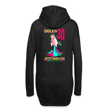 endlich 30 erwachsen Einhorn 30. Geburtstag - Hoodie-Kleid - Schwarz - Hinten