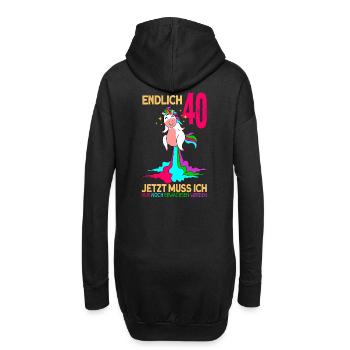 endlich 40 erwachsen Einhorn 40. Geburtstag - Hoodie-Kleid - Schwarz - Hinten