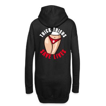 Thick Thigs Save Lives Funny Curvy Girl Gift - Sweat-shirt à capuche long Femme - noir - Dos