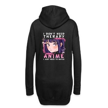 ANIMEGIRL5IDONTNEEDTHERAPYIJUSTMEEDTOWATCHANIME - Hoodie-Kleid - Schwarz - Hinten