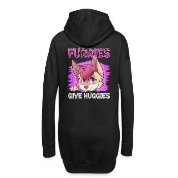 Furries give Huggies I Furry Fandom I Cosplay - Hoodie-Kleid - Schwarz - Hinten