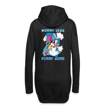 Worry less Furry more I Fursona Cosplay Fandom - Hoodie Dress - black - Back