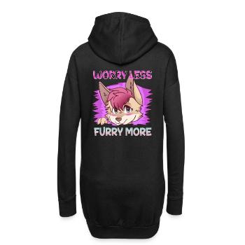 Worry less Furry more I Fursona Cosplay Fandom - Hoodie-Kleid - Schwarz - Hinten
