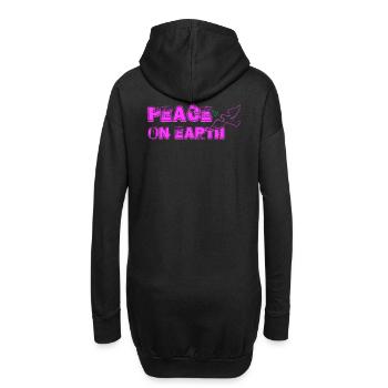 Paix sur Terre avec Oiseau rose - Sweat-shirt à capuche long Femme - noir - Dos