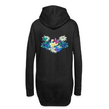 Début de la saison printanière Fleurs Papillons - Sweat-shirt à capuche long Femme - noir - Dos