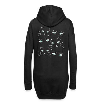 Fantasy Katzenaugen Gesicht Katzenhalter Katzen - Hoodie-Kleid - Schwarz - Hinten