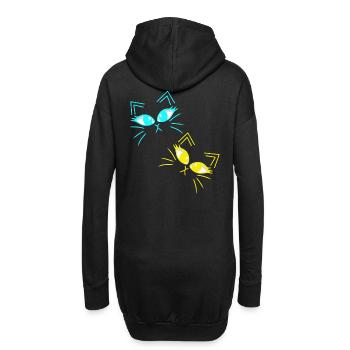 minimalistisch Katze Katzen Gesicht Gesichter - Hoodie-Kleid - Schwarz - Hinten