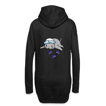 Maritim Matrose Katze Strand Muscheln Fantasy Moin - Hoodie-Kleid - Schwarz - Hinten