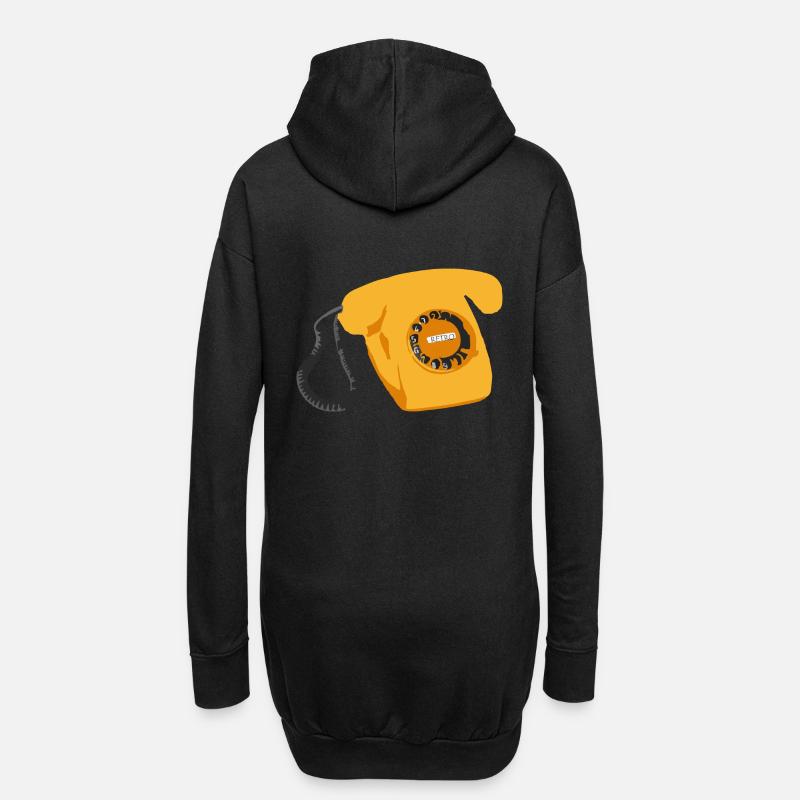 Telefon Retro - Hoodie-Kleid - Schwarz