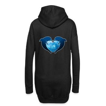 Amour de dauphin - Sweat-shirt à capuche long Femme - noir - Dos