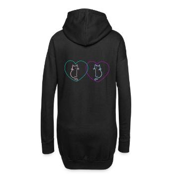 Herz Katzen Liebe Herzen Kitten Valentin Romantik - Hoodie-Kleid - Schwarz - Hinten