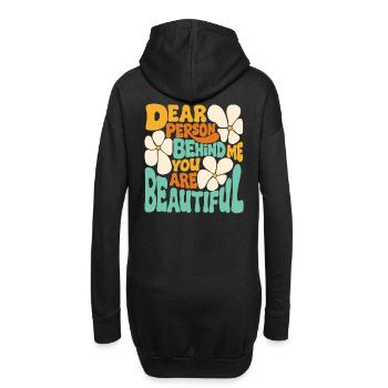 Chère personne derrière moi. Tu es belle. (bleu 2) - Sweat-shirt à capuche long Femme - noir - Dos