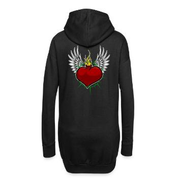 Coeur avec épines et ailes - Sweat-shirt à capuche long Femme - noir - Dos