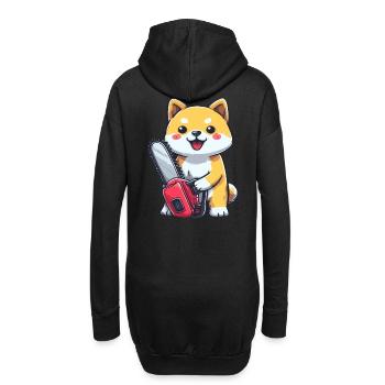 Süßer Shiba Inu mit Kettensäge – Lustiger Cartoon Hund - Hoodie-Kleid - Schwarz - Hinten