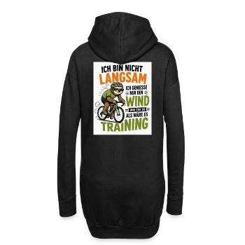 Faultier auf Fahrrad - Hoodie-Kleid - Schwarz - Hinten