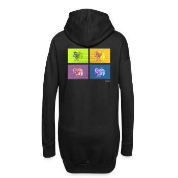 DIN O4 (Saurier-Pop-Art-Edition) - Hoodie-Kleid - Schwarz - Hinten