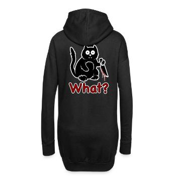 cat what? - Hoodie-Kleid - Schwarz - Hinten