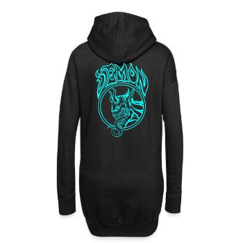 BLAUER Dämon – Höllische Strichzeichnung Illustration - Hoodie-Kleid - Schwarz - Hinten
