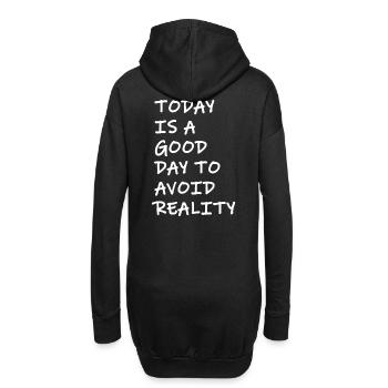 Aujourd’hui est un bon jour pour éviter la réalité, Spruch frech - Sweat-shirt à capuche long Femme - noir - Dos