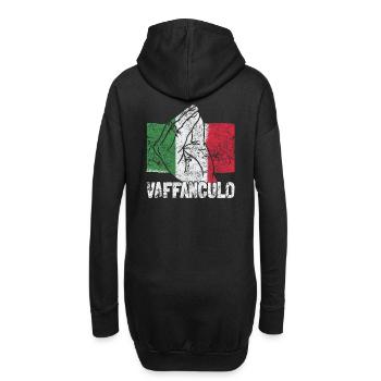 Drôle italienne Italie Vaffanculo geste hand - Sweat-shirt à capuche long Femme - noir - Dos