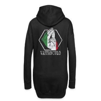 Drôle italienne Italie Vaffanculo geste hand - Sweat-shirt à capuche long Femme - noir - Dos