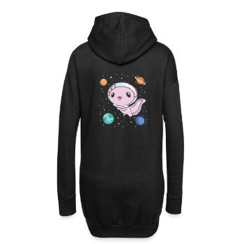 Lustiges Axolotl Weltraum - Hoodie-Kleid - Schwarz - Hinten