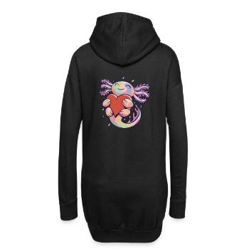 Lustiges Axolotl Herz - Hoodie-Kleid - Schwarz - Hinten