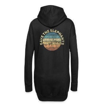 Elefant Spirituelles Tier in Retro Vintage Optik - Hoodie-Kleid - Schwarz - Hinten
